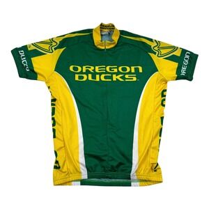 Oregon Ducks Jersey Mens Large Green Yellow NCAA Cycling Shirt Adrenaline Bike
